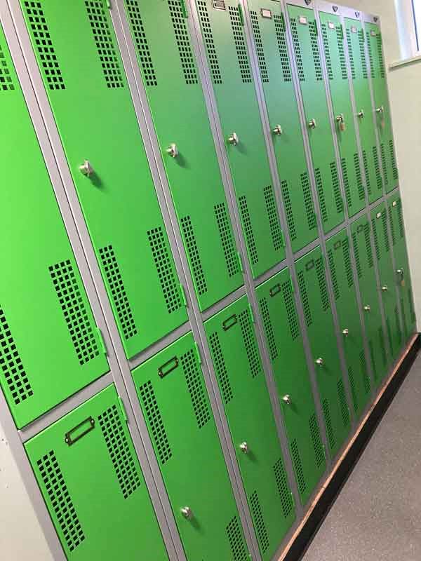 Pure 2-Door Metal Sloping Top Lockers in an Ambulance Station