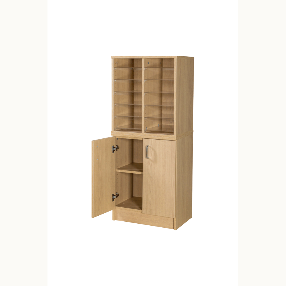 Wooden Pigeonhole Unit with 12 Compartments & Cupboard 1320H x 558W x 375D