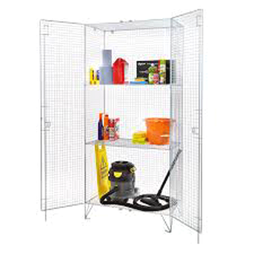 Wire Mesh Cupboard 1980H x 915W x 457D with Shelves