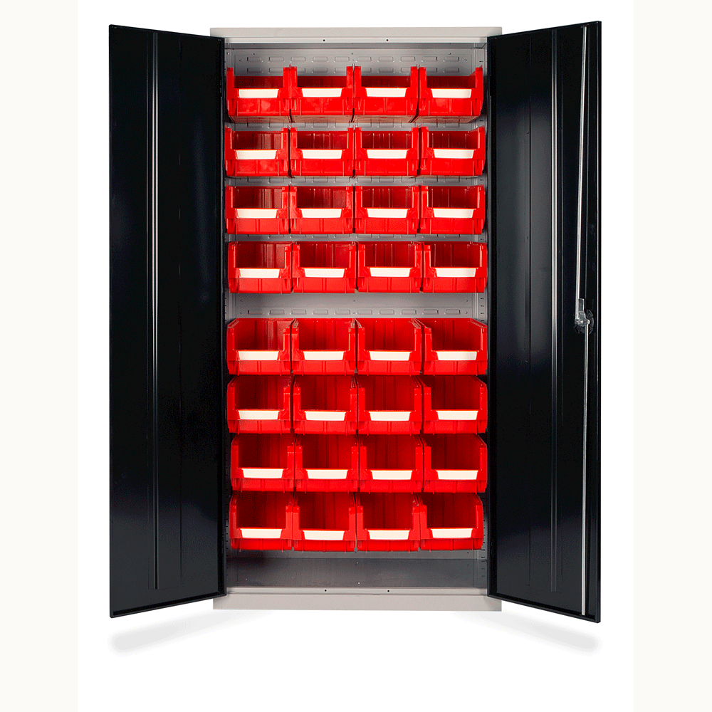 Small Parts Storage Cupboard 32 Bins - 1830H x 915W x 457D By