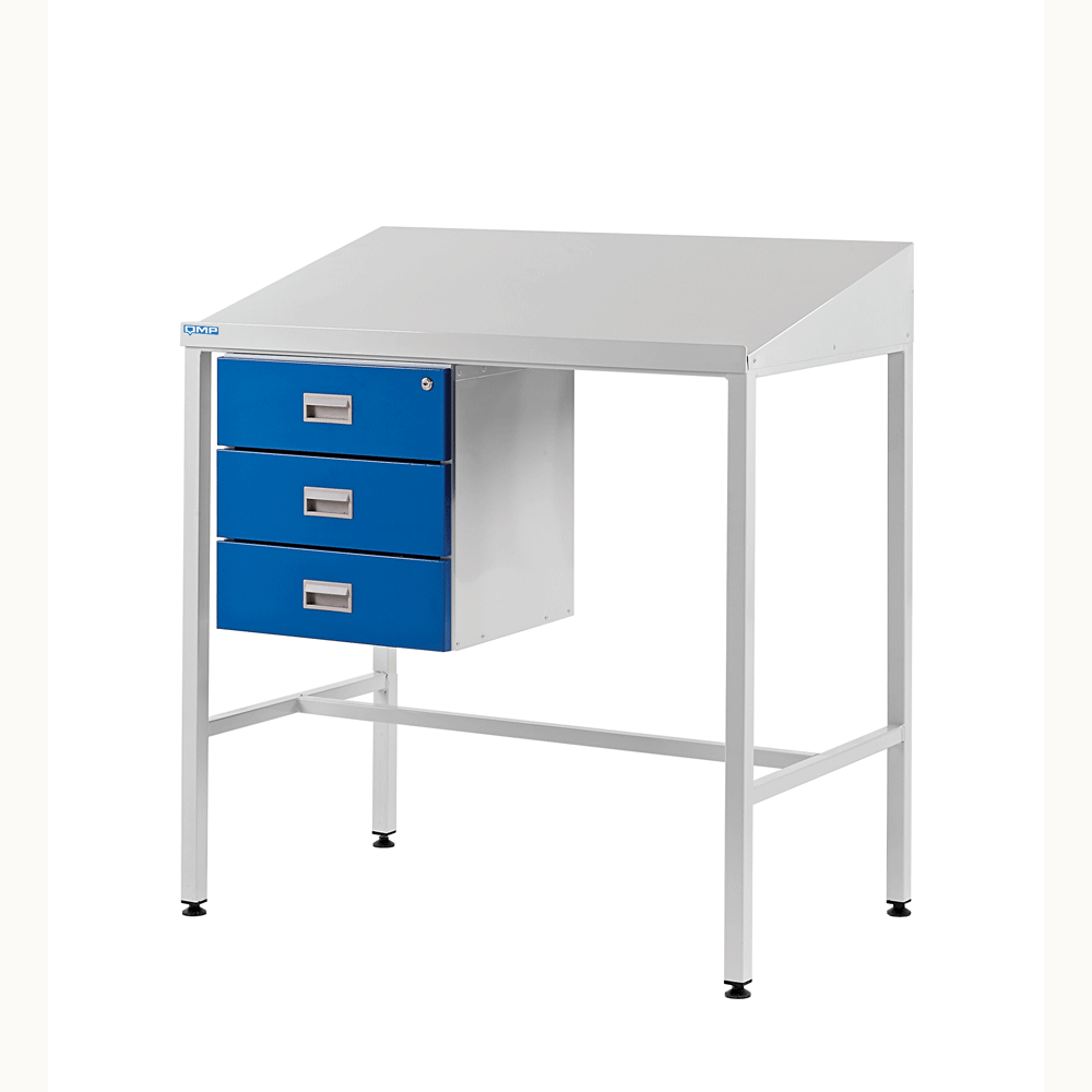 Team Leader Workstation with Sloping Top & Triple Drawer - 1060H