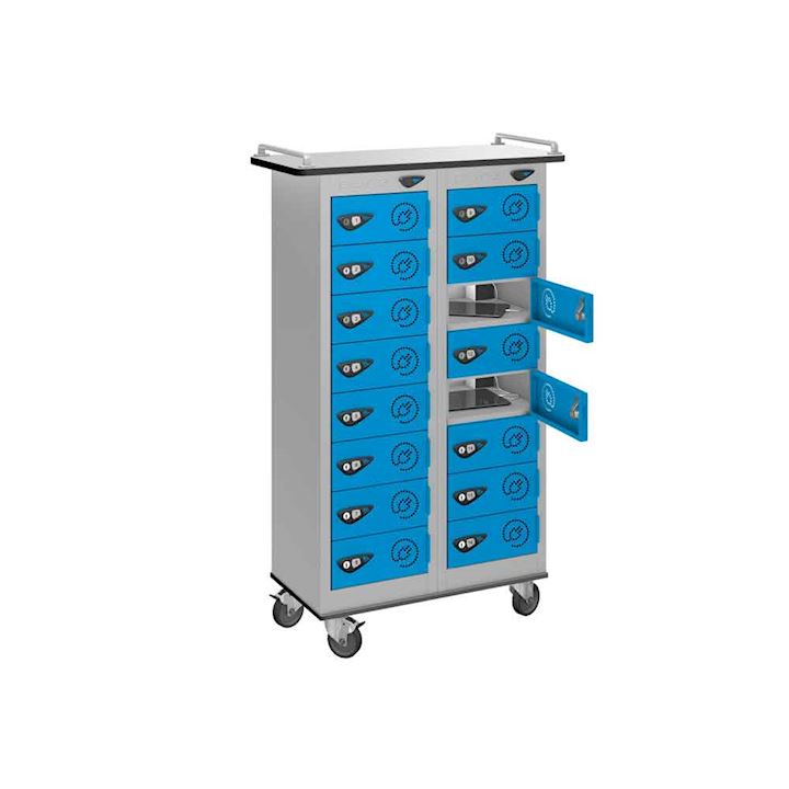 Pure Metal Charge Or Store Tablet & IPad Trolley - Low 16 Doors