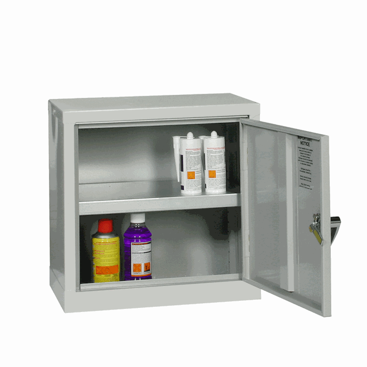 Mini COSHH Cabinet Grey 1 Shelf 457H x 457W x 305D - By Elite 
