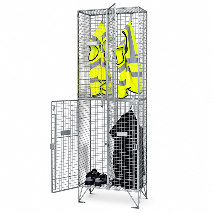 NDurance 2 Tier Wire Mesh Lockers – Nest of 2 (4 Compartments)