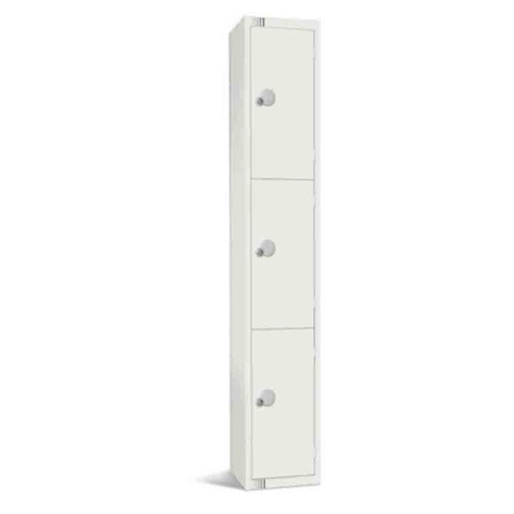 Elite All White Metal Locker - Tall 3 Door