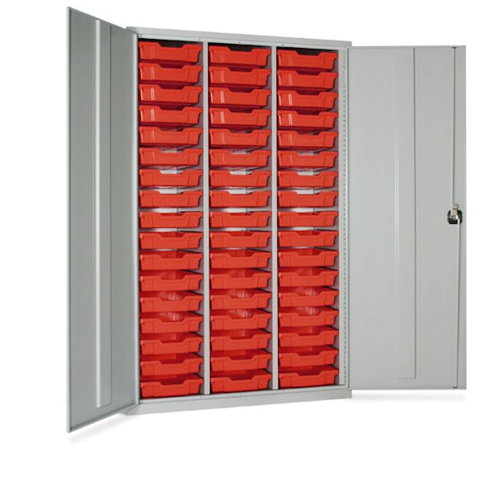 Elite High Capacity Metal Storage Cupboard with 51 Gratnell Trays 