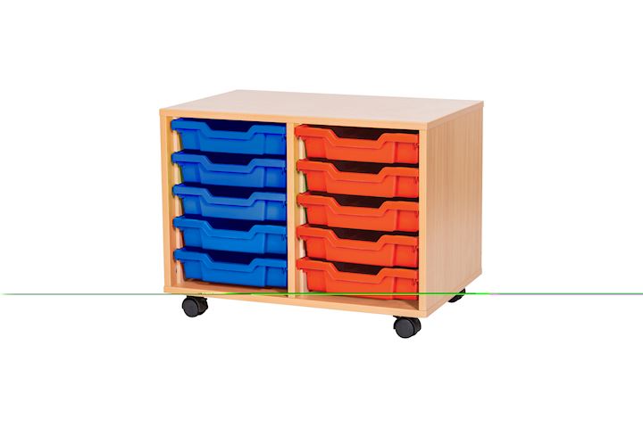 Premium Wooden 10 Gratnell Tray  Cupboard - Low 2 Wide