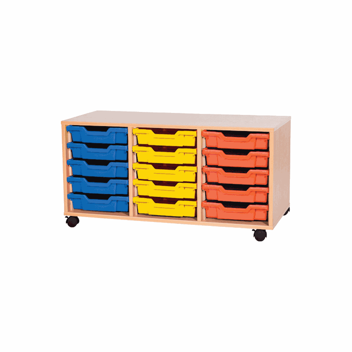 Premium Wooden 15 Gratnell Tray Cupboard - Extra Wide 