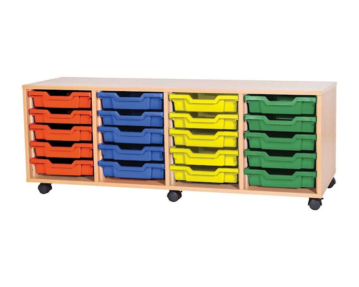 Premium Wooden 20 Gratnell Tray  Cupboard - Low 4 Wide