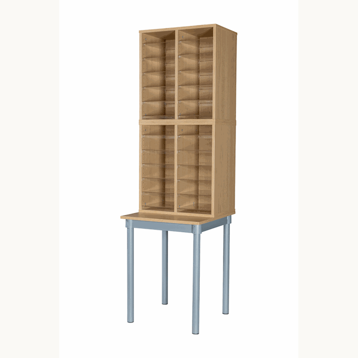 Wooden Pigeonhole Unit with 24 Compartments and Table Front - 1930H 