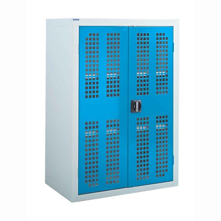 QMP Perforated Metal Cupboard with 2 Shelves - Mid Height