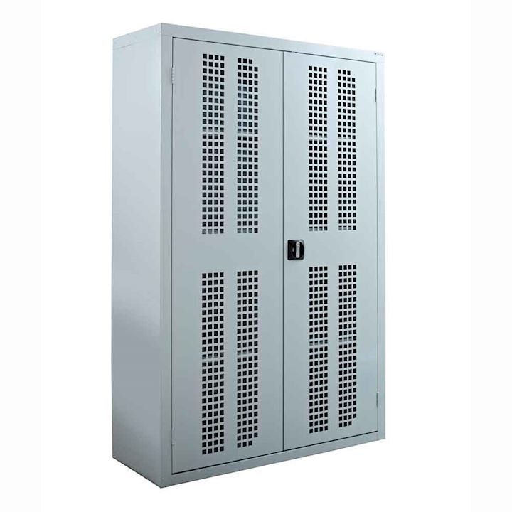 QMP Perforated Metal Cupboard with 3 Shelves - Extra Wide