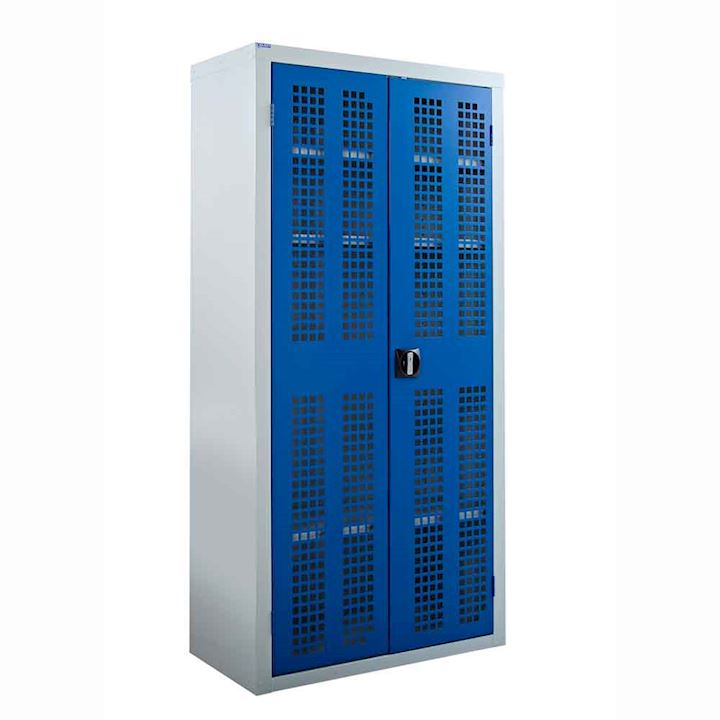 QMP Perforated Metal Cupboard with 3 Shelves - Full Height