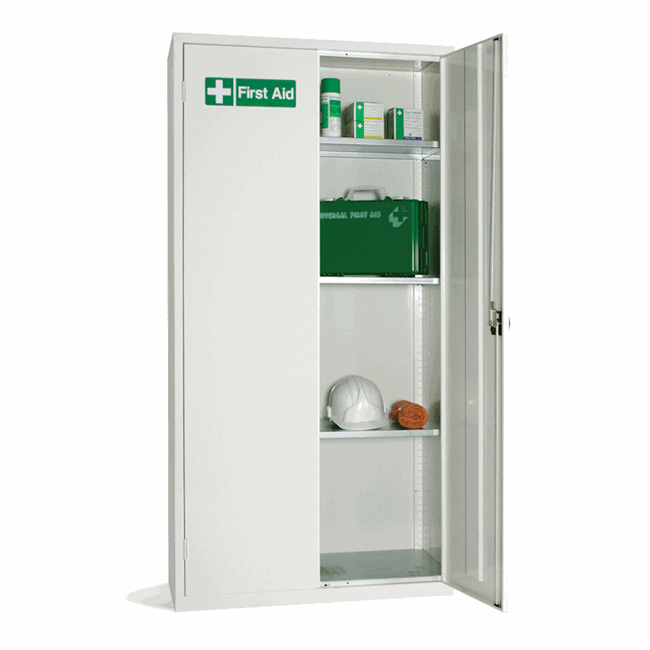White First Aid Cabinet with 3 Shelves 1830H x 915W x 457D By Elite