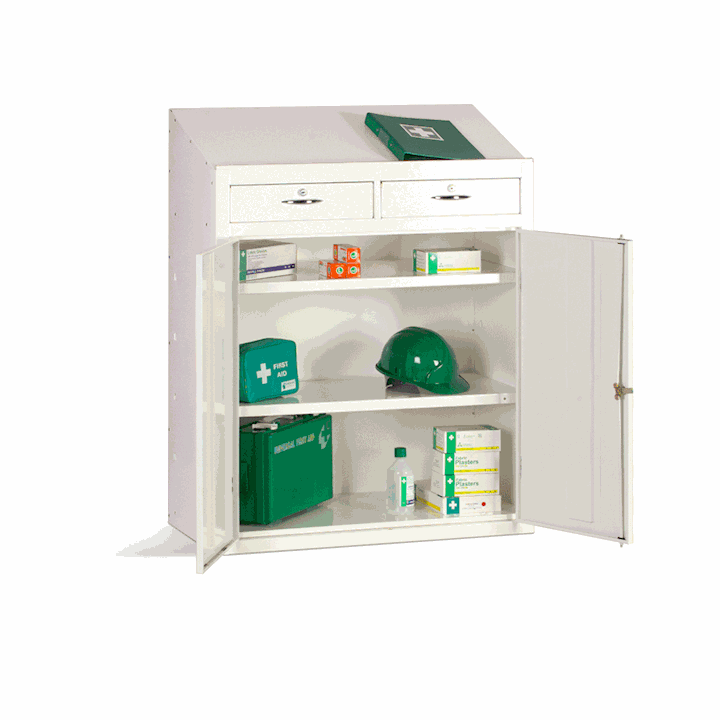 QMP First Aid Workstation - 2 Door Sloped Top