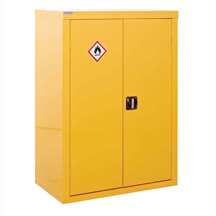 QMP Quick Delivery Yellow Coshh Cabinet - Medium Double Doors 120cm High