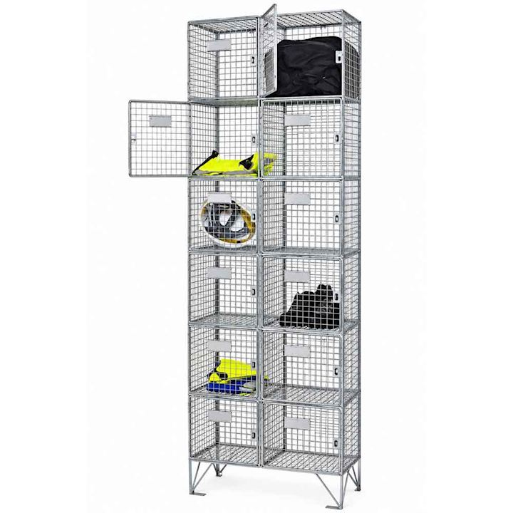 NDurance 6 Tier Wire Mesh Lockers – Nest of 2 (12 Compartments)