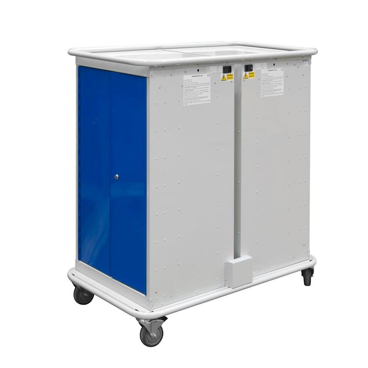 QMP Charging Metal Laptop Trolley - Low 4 Door 16 Devices 