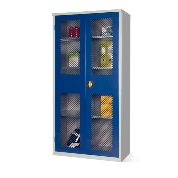 Elite Metal Mesh Fronted Stock Control Cupboard - Large Double Door