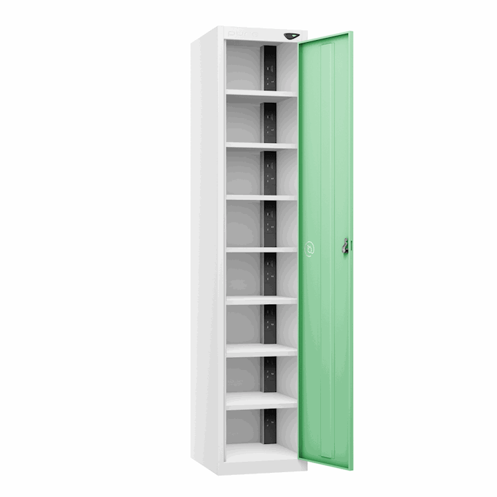 Pure Metal Charge or Store Laptop Locker - Tall Single Door, 10 Shelf