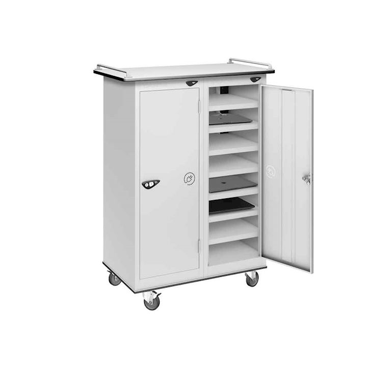 Pure CHARGE or STORE Laptop Trolley - Low 2 Door, 16 Shelf