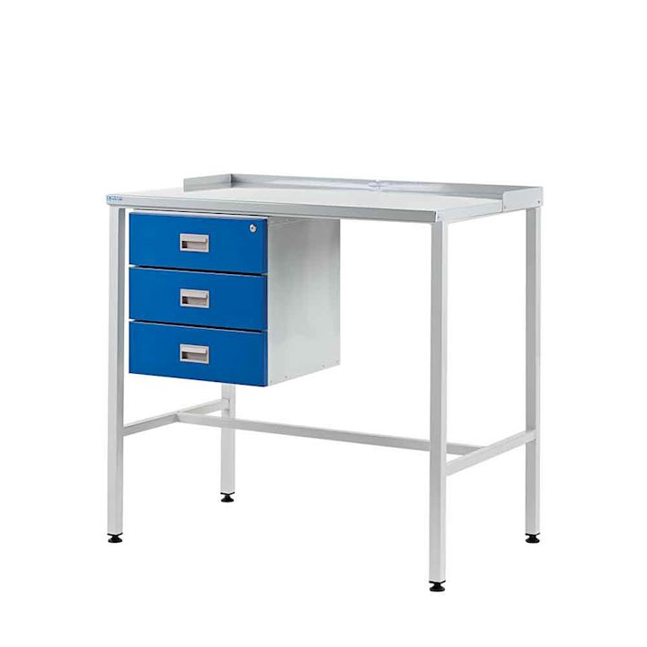 QMP Team Leader Workdesk with Flat Top + Triple Drawer 