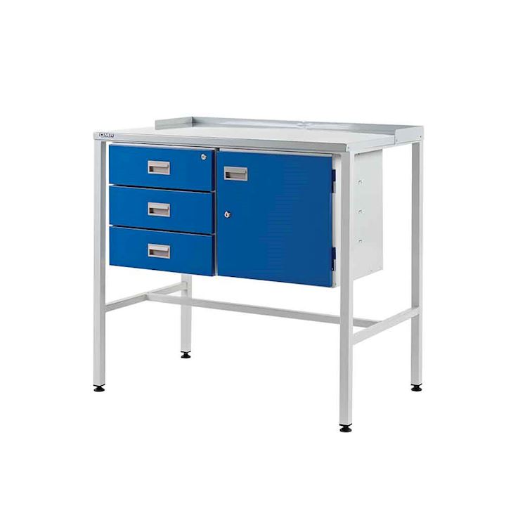 QMP Flat Top Team Leader desk - Triple drawer and Cupboard