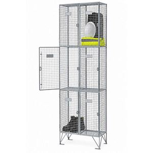 NDurance 3 Tier Wire Mesh Lockers – Nest of 2 (6 Compartments)