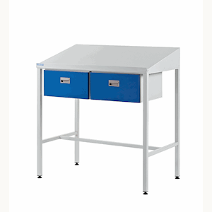 Team Leader Workstation c/w Sloping Top & Two Single Drawers - 1060H